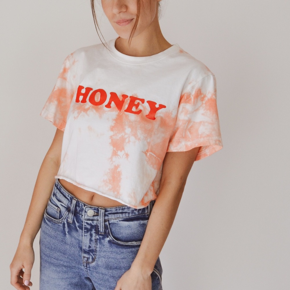 HONEY Orange Cropped Tie-Dye Tee